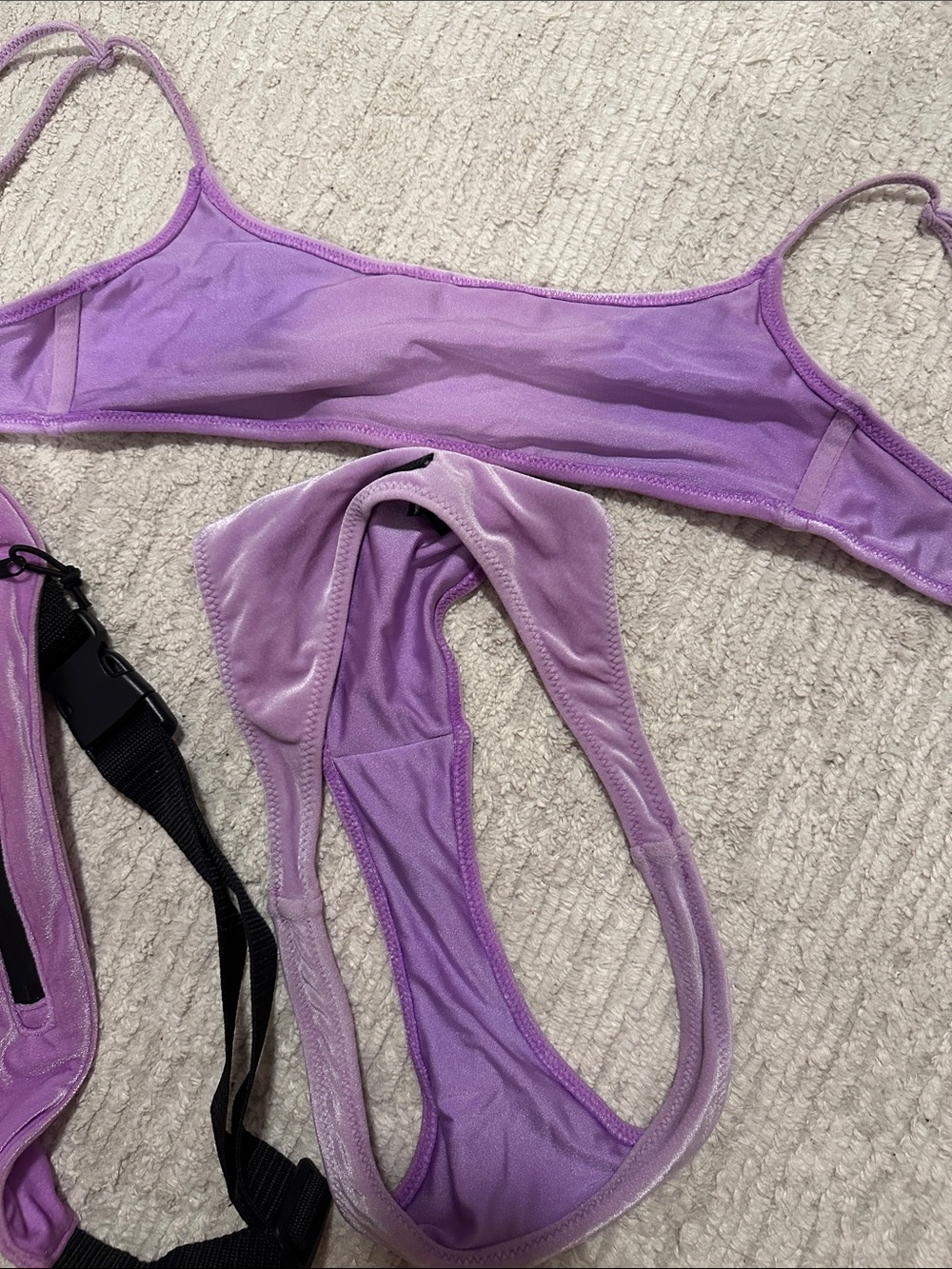 TRIANGL Lilac Velvet Bikini Set with Matching Fanny Pack - Picture 3 of 5